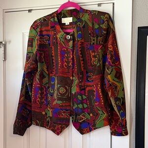 Vintage Che Studio Vibrant Multicolor Women's Top With Shoulder Pads